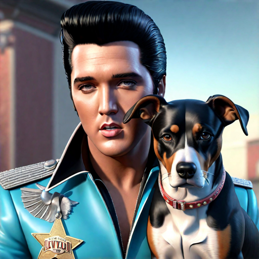 Elvis with hound dog
